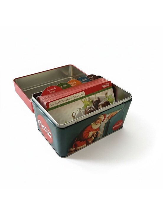 Other - Coca-Cola Cooking With Coke Recipe Tin 78 Cards Holiday Santa Metal Box Set